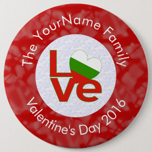 Bulgarian Red LOVE Flag Personalized 6 Inch Round Button