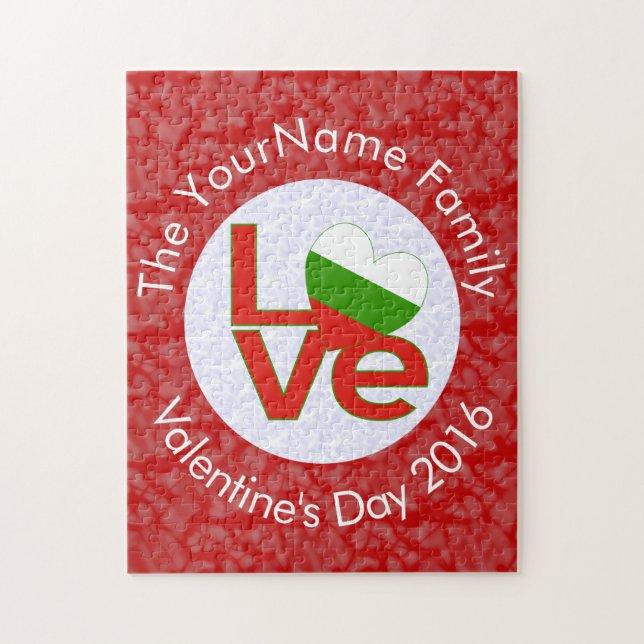 Bulgarian Red LOVE Flag Personalized  Jigsaw Puzzle (Vertical)
