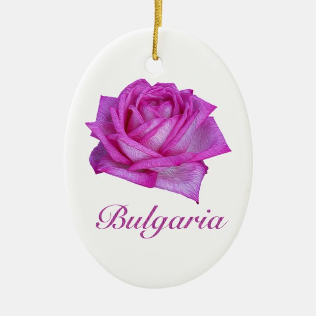Bulgarian Rose- Oil Paint Ceramic Ornament (Front)