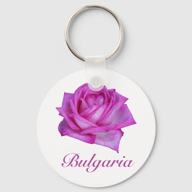 Bulgarian Rose- Oil Paint Keychain (Front)