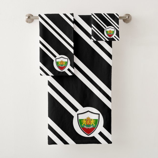 Bulgarian shield flag-coat arms bath towel set (Insitu)