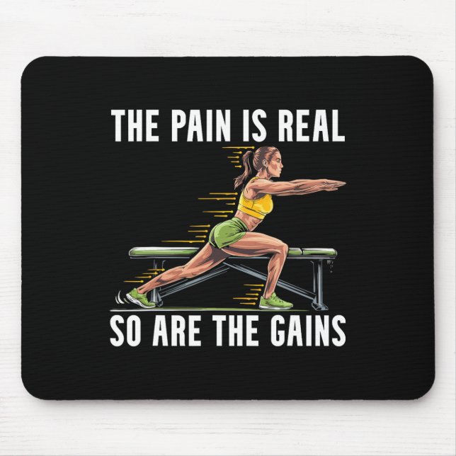 Bulgarian Squat Exercise Bodybuilding Fitness Work Mouse Pad (Front)