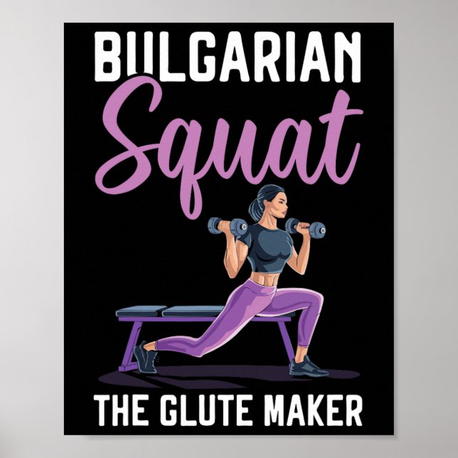 Bulgarian Squat Exercise Bodybuilding Fitness Work Poster (Front)