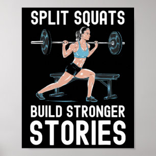 Bulgarian Squat Exercise Bodybuilding Fitness Work Poster