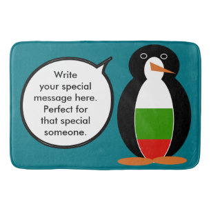 Bulgarian Talking Ms. Penguin Personalized Bath Mat