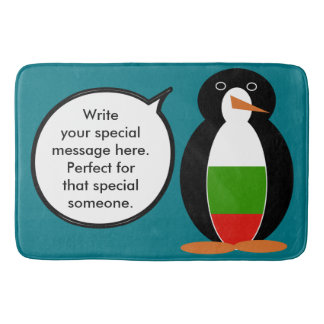 Bulgarian Talking Ms. Penguin Personalized Bath Mat