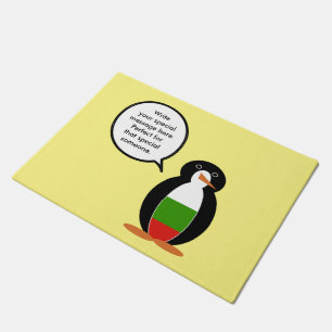 Bulgarian Talking Ms. Penguin Personalized Doormat