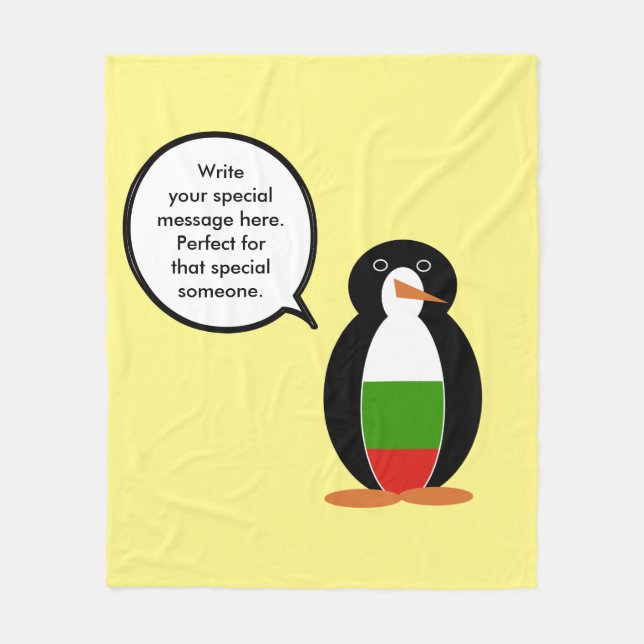 Bulgarian Talking Ms. Penguin Personalized  Fleece Blanket (Front)