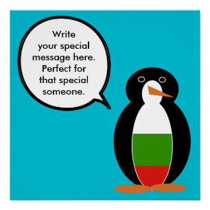 Bulgarian Talking Ms. Penguin Personalized Poster