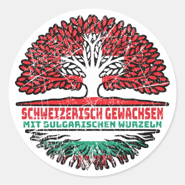 Bulgarien Bulgarisch Schweizer Schweiz Baum Wurzel Classic Round Sticker (Front)