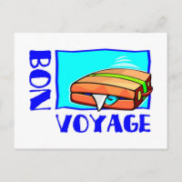 Bulging suitcase full of luggage: “Bon Voyage!”