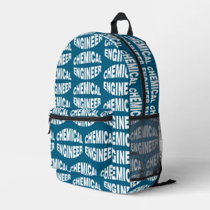 Bulging White Chemical Engineer Text Printed Backpack