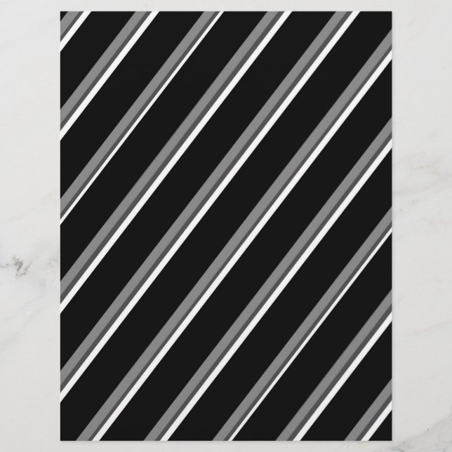 Bulk B&W Diagonal Stripes Scrapbook Pages (Front)