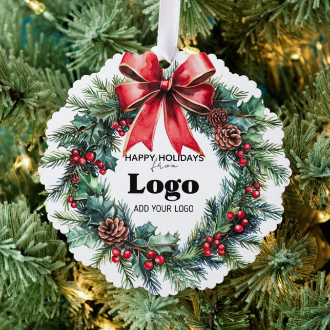 Bulk Budget Custom Logo Happy Holidays for Clients Ornament Card (Insitu (Tree))