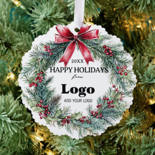Bulk Budget Happy Holidays Business Logo Employee Ornament Card