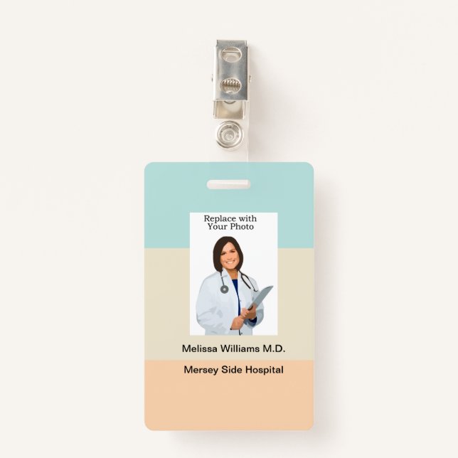 Bulk Medical Staff Basic Photo ID Badge (Front with Clip)