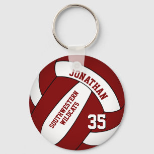 bulk orders or buy only 1 maroon white volleyball keychain
