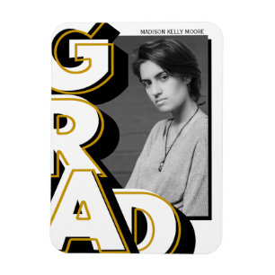 BULKY GOLD BLACK GRAD 4x3 Graduate Flexible Magnet