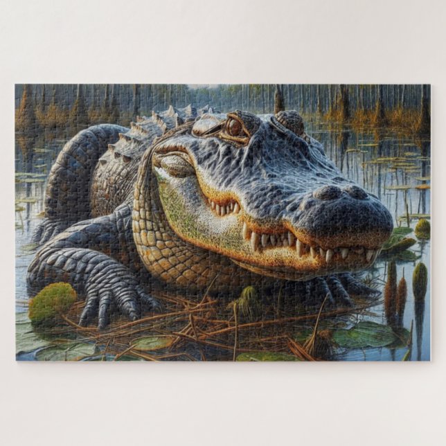 Bull Alligator in Swamp  Jigsaw Puzzle (Horizontal)