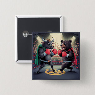 Bull and Bear 2 Inch Square Button