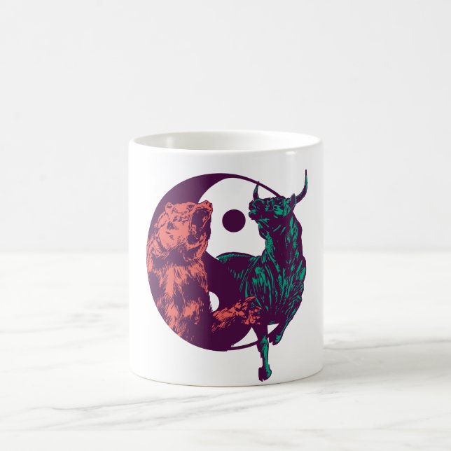 Bull and Bear Day Traders Gift Coffee Mug (Center)