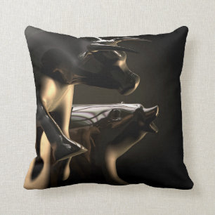 Bull And Bear Market Statues Throw Pillow