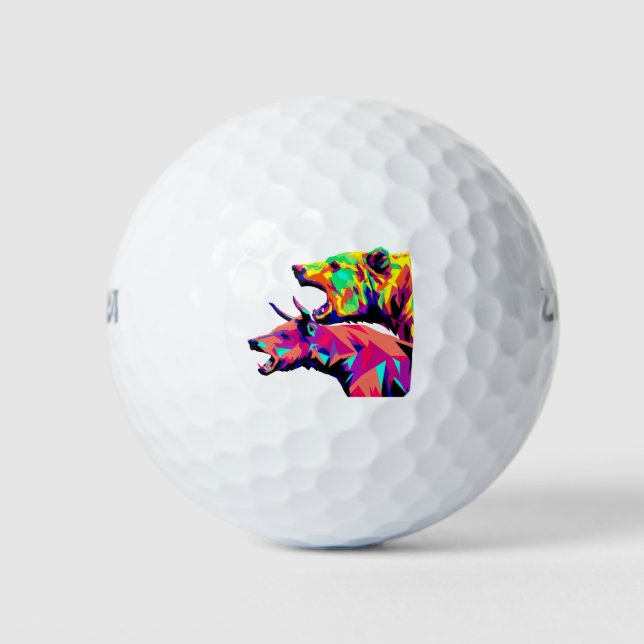 Bull and Bear Stock Trader Golf Balls (Front)