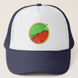 bull and bear trucker hat