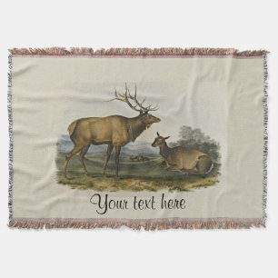 Bull and Cow Elk by John James Audubon Throw Blanket
