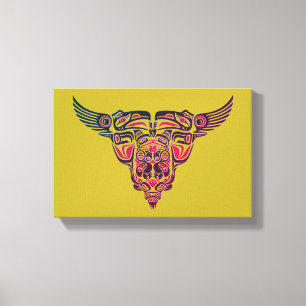bull and eagle tattoo tribal design canvas print