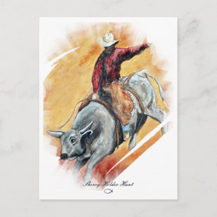 BULL AND RIDER POSTCARD