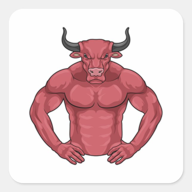 Bull as Bodybuilder extreme Square Sticker (Front)
