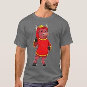Bull as Firefighter with Helmet T-Shirt