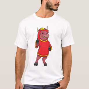 Bull as Firefighter with Helmet T-Shirt