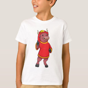 Bull as Firefighter with Helmet T-Shirt