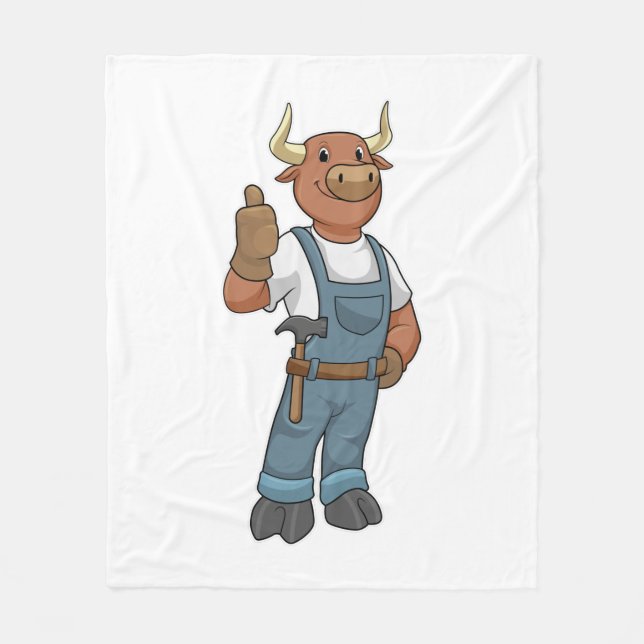 Bull as Handyman with Hammer Fleece Blanket (Front)