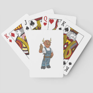 Bull as Handyman with Hammer Playing Cards