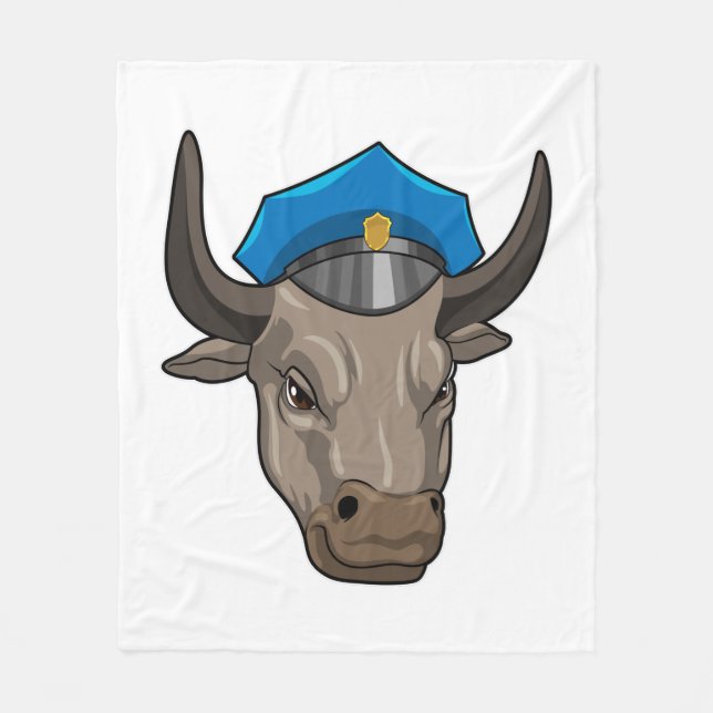 Bull as Police officer Police Fleece Blanket (Front)