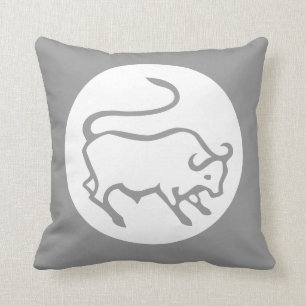 BULL / astrologie du taurus GRAS / coussin BLANC