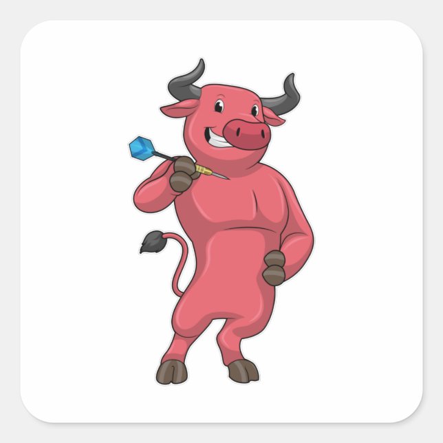 Bull at Darts with Dart Square Sticker (Front)