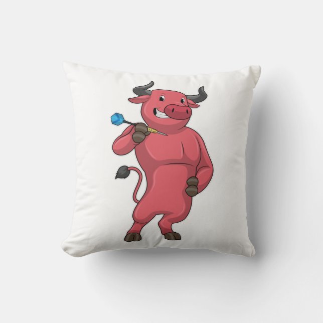 Bull at Darts with Dart Throw Pillow (Front)