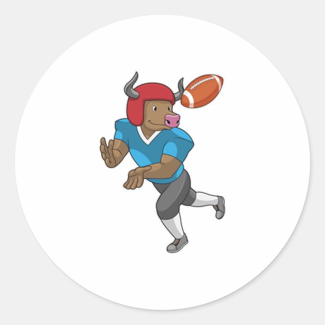 Bull at Football Sports Classic Round Sticker (Front)
