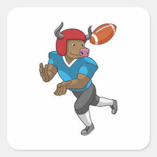 Bull at Football Sports Square Sticker