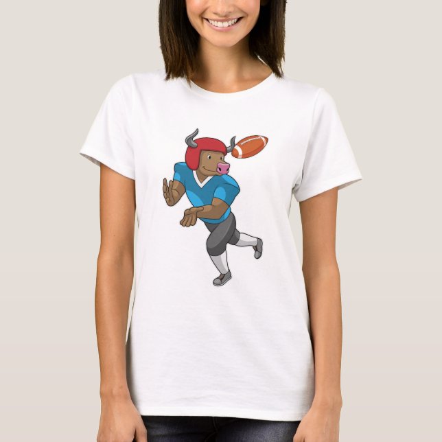 Bull at Football Sports T-Shirt (Front)