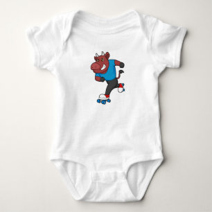 Bull at Inline skating with Roller skates Baby Bodysuit