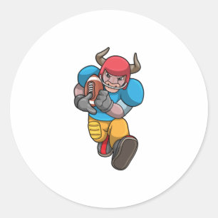 Bull at Sports with Football & Helmet Classic Round Sticker