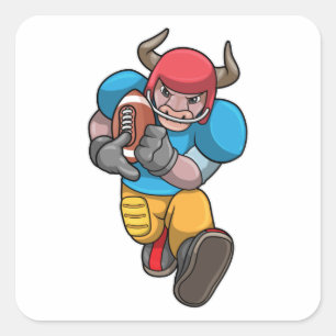 Bull at Sports with Football & Helmet Square Sticker
