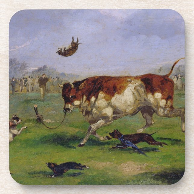 Bull Baiting (oil on paper laid on panel) Coaster (Front)