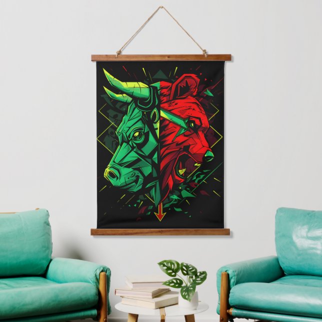 Bull Bear Duel Forces  Hanging Tapestry (Living Room)