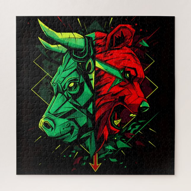 Bull Bear Duel Forces  Jigsaw Puzzle (Vertical)